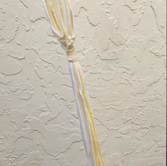 Hand Crafted Macrame Plant Hanger Yellow White Boho Terrarium Necessities - Picture 13 of 16